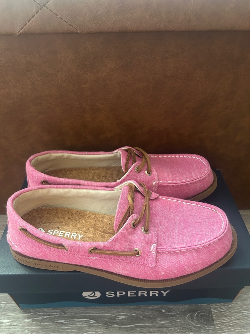 Sperry Women's Pink Canvas Moccasin Boat Shoes - Size 8
